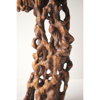 根木台 盆栽卓 木彫自然木　X297 