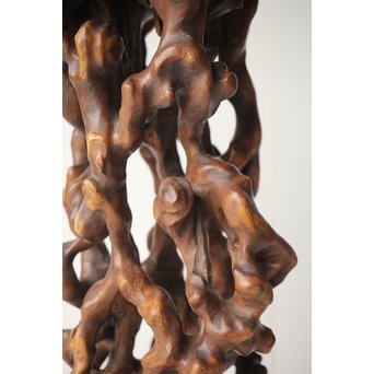 根木台 盆栽卓 木彫自然木　X297 