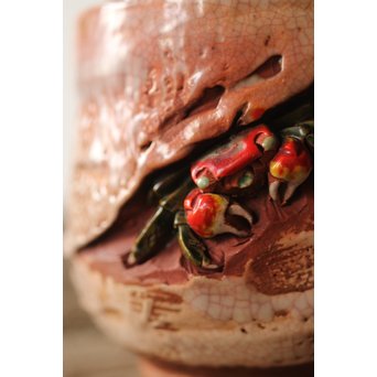 楽山焼 蟹彫 湯呑　P250 