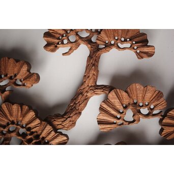 神代杉框の堅木彫欄間 2枚1組　R0103Y 