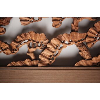 神代杉框の堅木彫欄間 2枚1組　R0103Y 