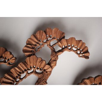 神代杉框の堅木彫欄間 2枚1組　R0103Y 