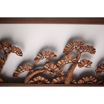 神代杉框の堅木彫欄間 2枚1組　R0103Y 