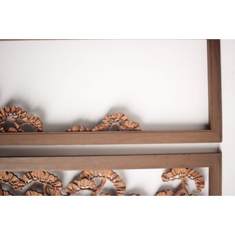 神代杉框の堅木彫欄間 2枚1組　R0103Y 