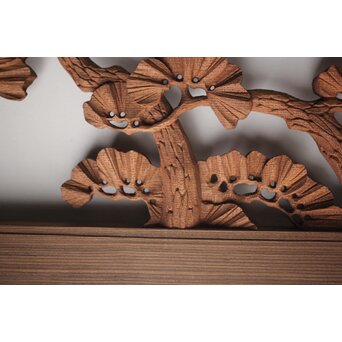 神代杉框の堅木彫欄間 2枚1組　R0103Y 