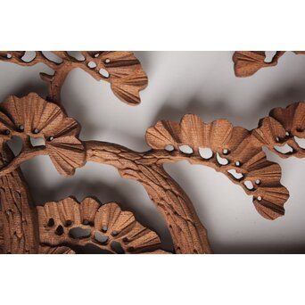 神代杉框の堅木彫欄間 2枚1組　R0103Y 