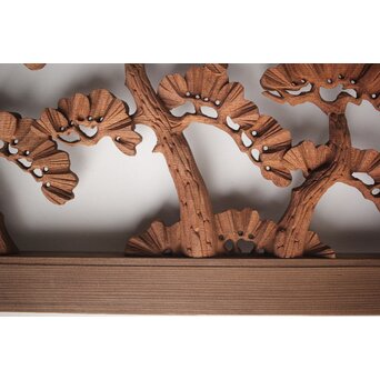 神代杉框の堅木彫欄間 2枚1組　R0103Y 