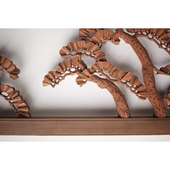 神代杉框の堅木彫欄間 2枚1組　R0103Y 