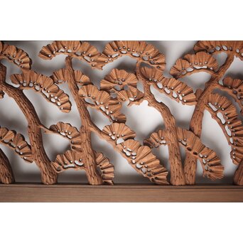 神代杉框の堅木彫欄間 2枚1組　R0103Y 