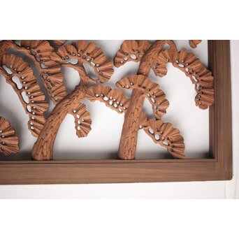 神代杉框の堅木彫欄間 2枚1組　R0103Y 