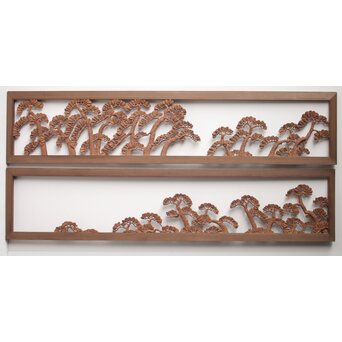 神代杉框の堅木彫欄間 2枚1組　R0103Y 