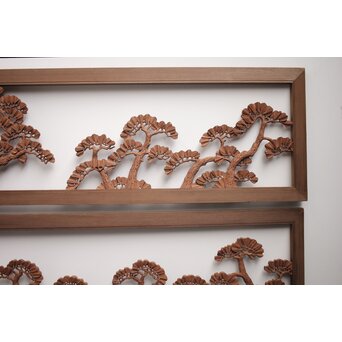 神代杉框の堅木彫欄間 2枚1組　R0103Y 