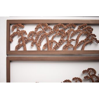 神代杉框の堅木彫欄間 2枚1組　R0103Y 