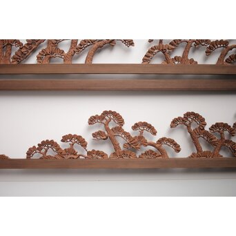 神代杉框の堅木彫欄間 2枚1組　R0103Y 