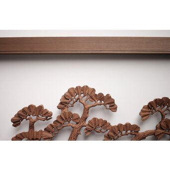 神代杉框の堅木彫欄間 2枚1組　R0103Y 