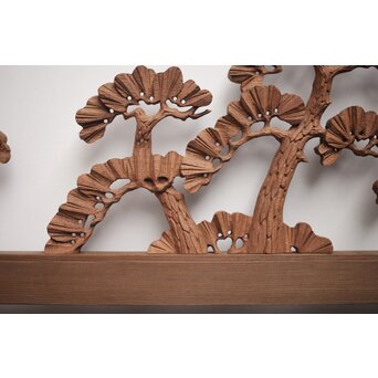 神代杉框の堅木彫欄間 2枚1組　R0103Y 