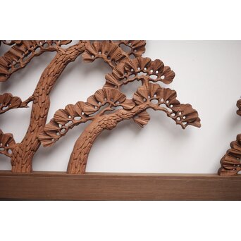 神代杉框の堅木彫欄間 2枚1組　R0103Y 