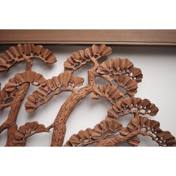 神代杉框の堅木彫欄間 2枚1組　R0103Y 