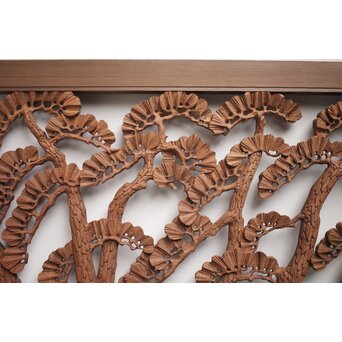 神代杉框の堅木彫欄間 2枚1組　R0103Y 