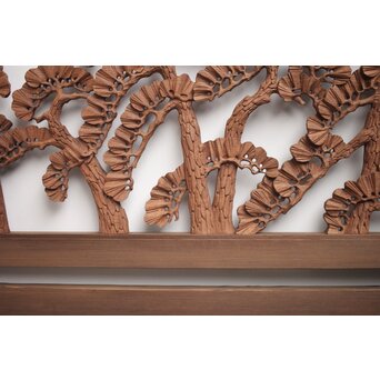 神代杉框の堅木彫欄間 2枚1組　R0103Y 