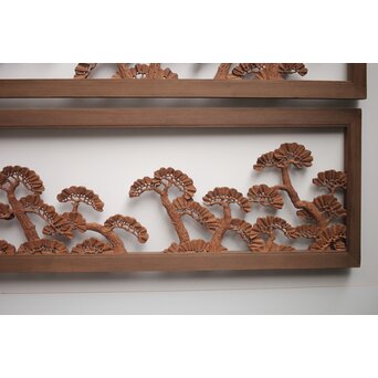 神代杉框の堅木彫欄間 2枚1組　R0103Y 