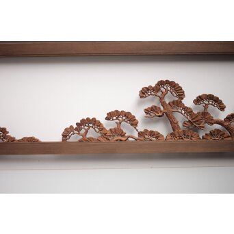 神代杉框の堅木彫欄間 2枚1組　R0103Y 