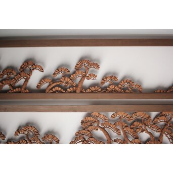 神代杉框の堅木彫欄間 2枚1組　R0103Y 