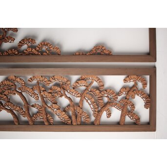 神代杉框の堅木彫欄間 2枚1組　R0103Y 