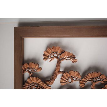 神代杉框の堅木彫欄間 2枚1組　R0103Y 