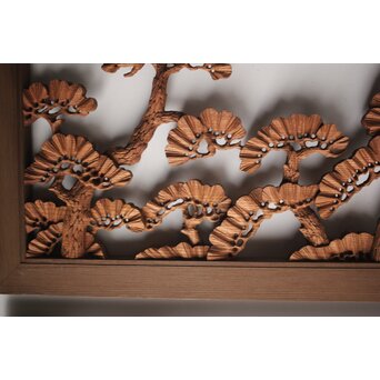 神代杉框の堅木彫欄間 2枚1組　R0103Y 