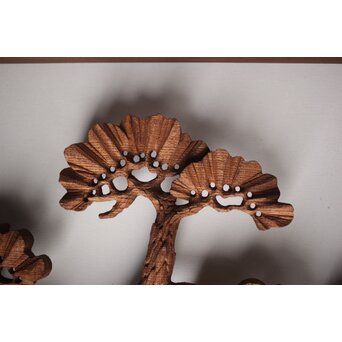 神代杉框の堅木彫欄間 2枚1組　R0103Y 