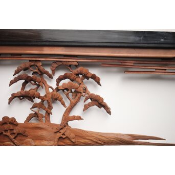 富士に龍 木彫欄間 2枚1組　R0104Y 