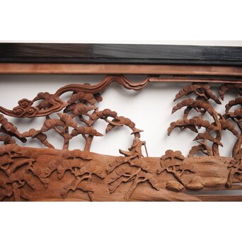 富士に龍 木彫欄間 2枚1組　R0104Y 