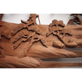 富士に龍 木彫欄間 2枚1組　R0104Y 