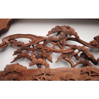 富士に龍 木彫欄間 2枚1組　R0104Y 