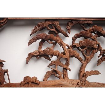 富士に龍 木彫欄間 2枚1組　R0104Y 