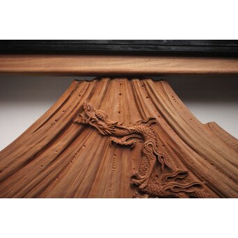 富士に龍 木彫欄間 2枚1組　R0104Y 