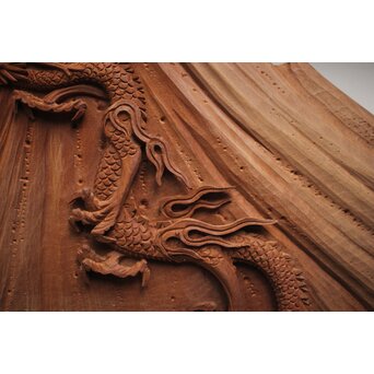 富士に龍 木彫欄間 2枚1組　R0104Y 