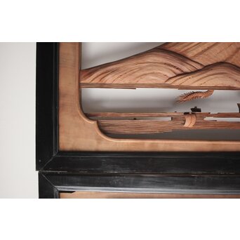 富士に龍 木彫欄間 2枚1組　R0104Y 