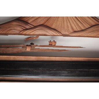 富士に龍 木彫欄間 2枚1組　R0104Y 