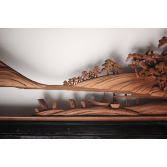 富士に龍 木彫欄間 2枚1組　R0104Y 