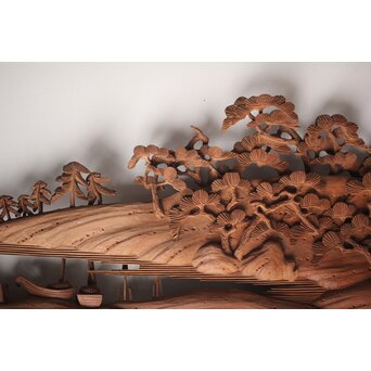 富士に龍 木彫欄間 2枚1組　R0104Y 