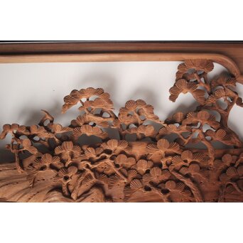 富士に龍 木彫欄間 2枚1組　R0104Y 