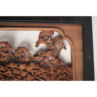 富士に龍 木彫欄間 2枚1組　R0104Y 