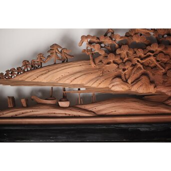 富士に龍 木彫欄間 2枚1組　R0104Y 