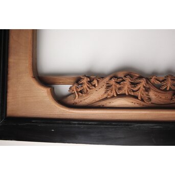 富士に龍 木彫欄間 2枚1組　R0104Y 