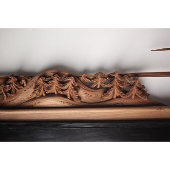 富士に龍 木彫欄間 2枚1組　R0104Y 