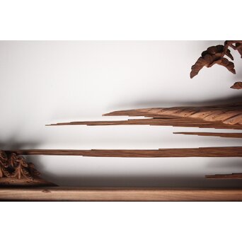 富士に龍 木彫欄間 2枚1組　R0104Y 