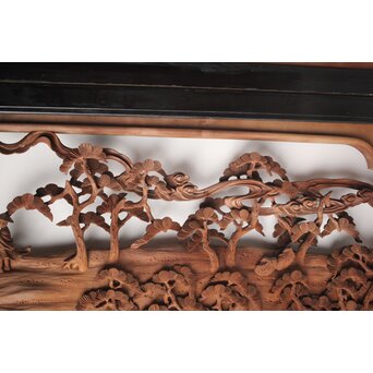 富士に龍 木彫欄間 2枚1組　R0104Y 