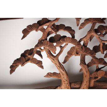 富士に龍 木彫欄間 2枚1組　R0104Y 